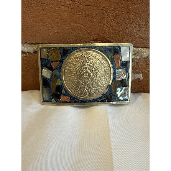 Mexican Aztec Mayan Calendar Sterling Silver Belt Buckle main image 12